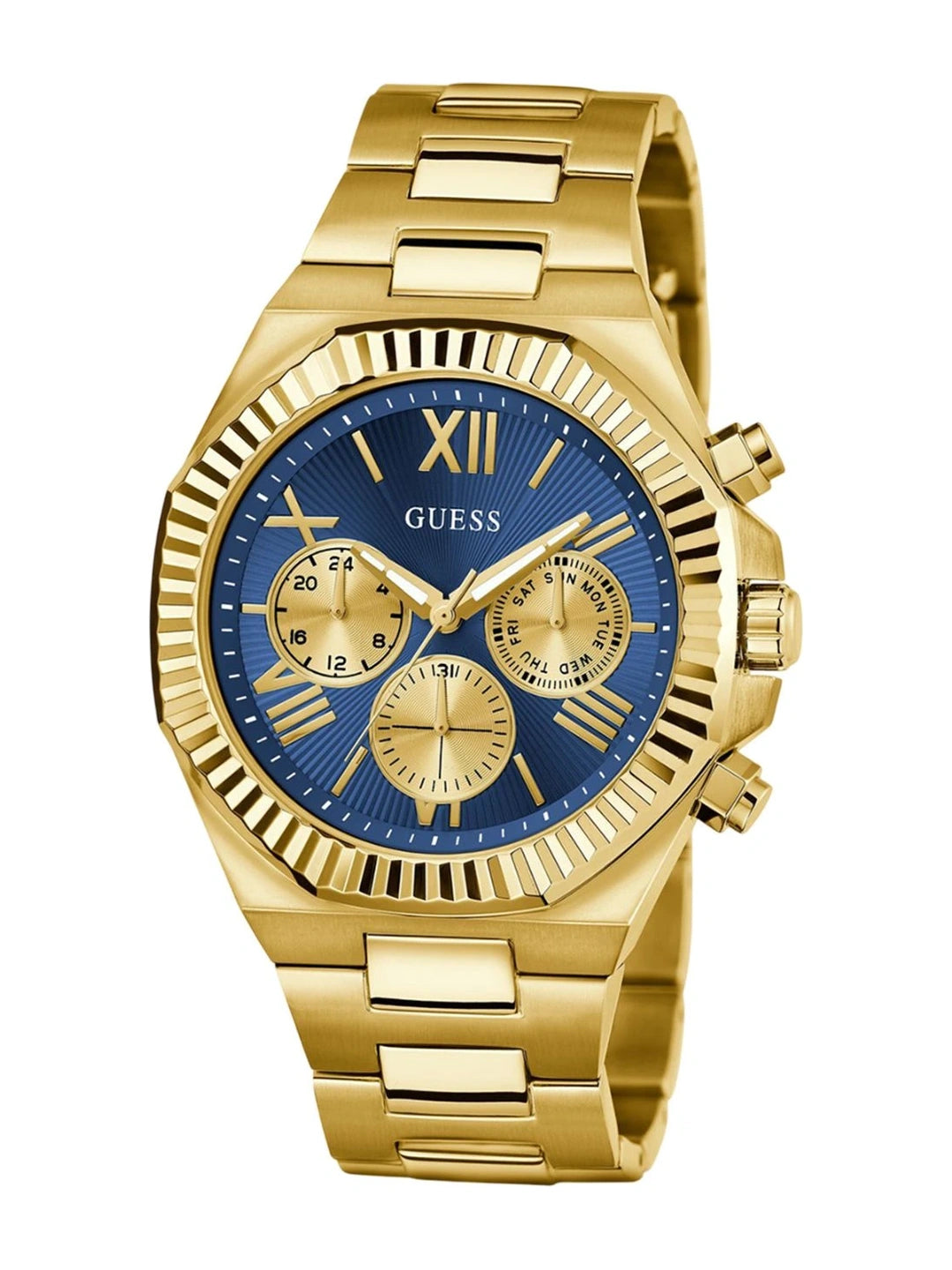 Guess Round 44mm Blue Dial Analog Watch - GW0703G6