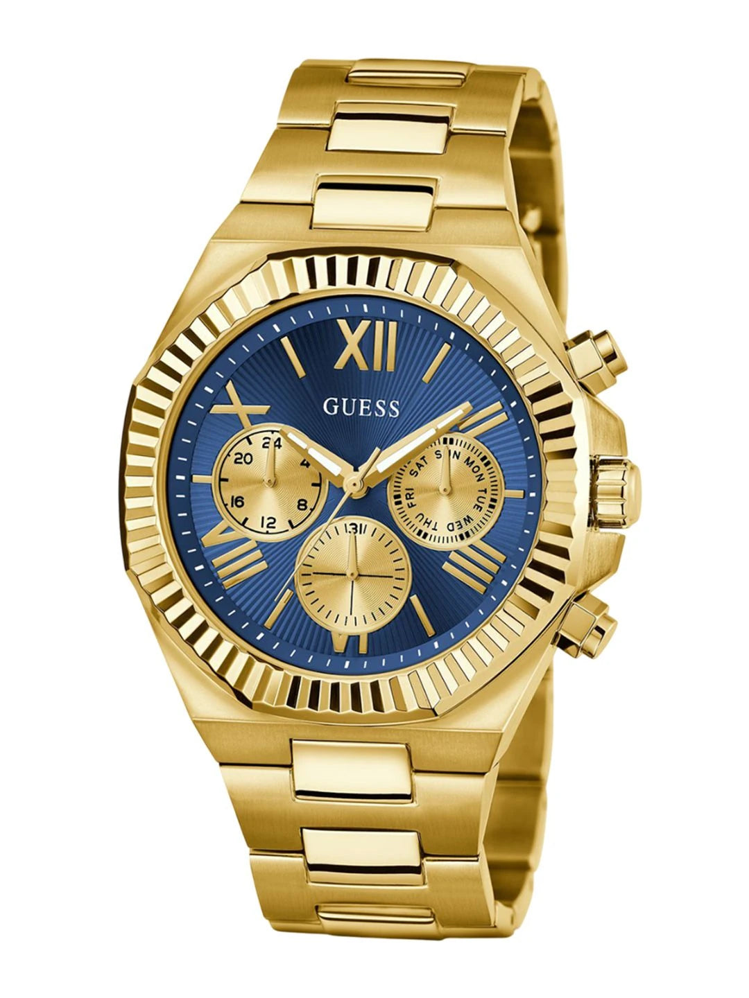 Guess Round 44mm Blue Dial Analog Watch - GW0703G6