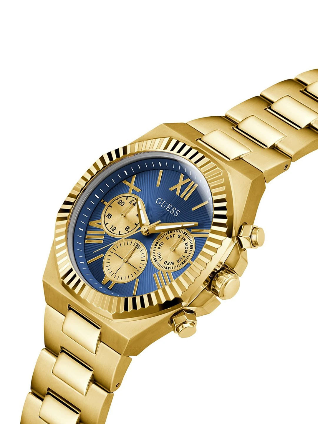 Guess Round 44mm Blue Dial Analog Watch - GW0703G6