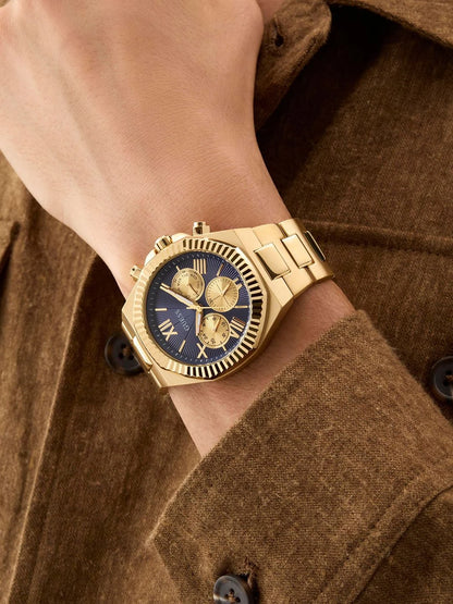 Guess Round 44mm Blue Dial Analog Watch - GW0703G6
