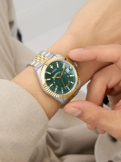 Guess Round 42mm Green Dial Analog Watch - GW0977G4