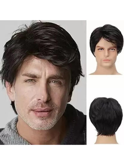 CRIBE Black 6 Inch Full Head Synthetic Hair Wig for Men