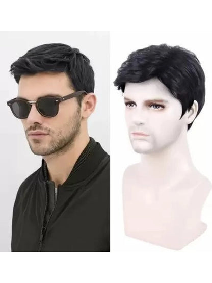CRIBE Black 6 Inch Full Head Synthetic Hair Wig for Men