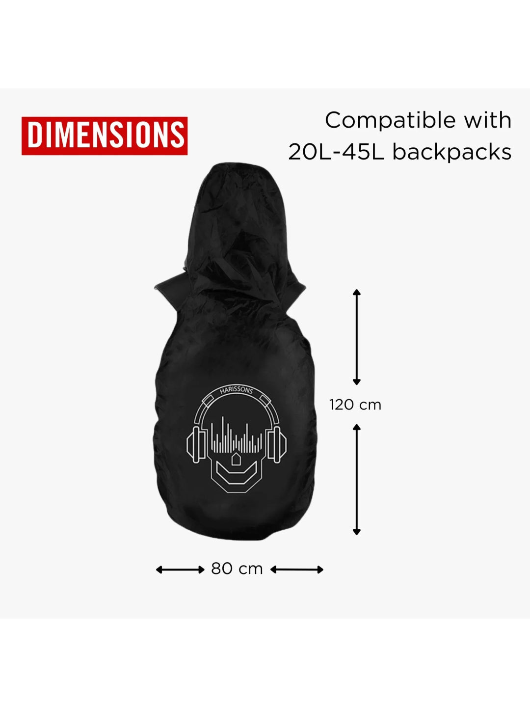 Harission Bags Rain Cover Hoodie Skull Black Set Of 1