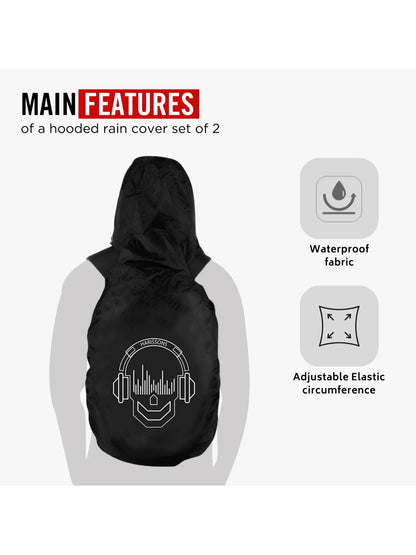 Harission Bags Rain Cover Hoodie Skull Black Set Of 1