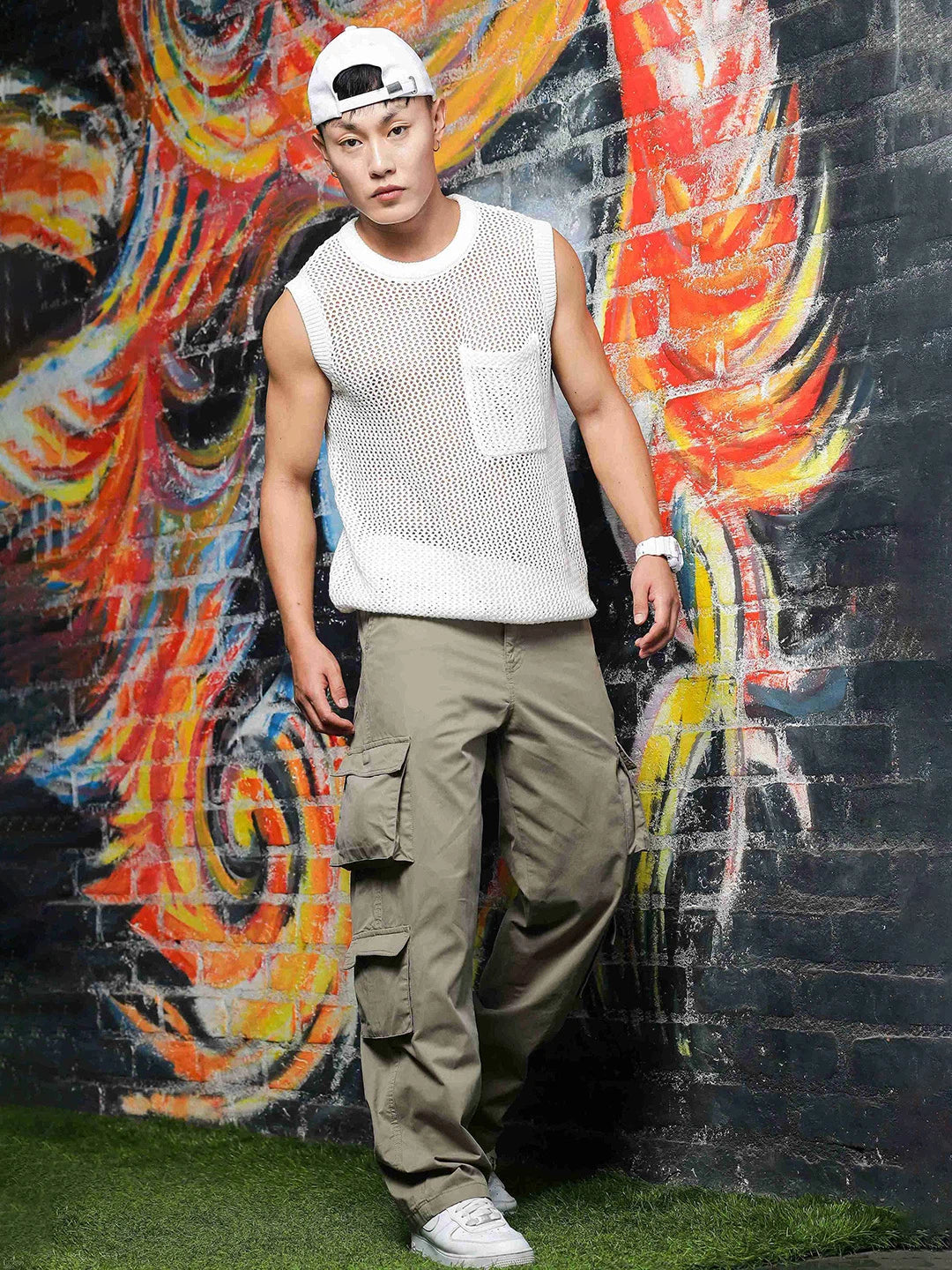 House Of Koala Grey Relaxed fit Baggy Cotton Cargo Trousers