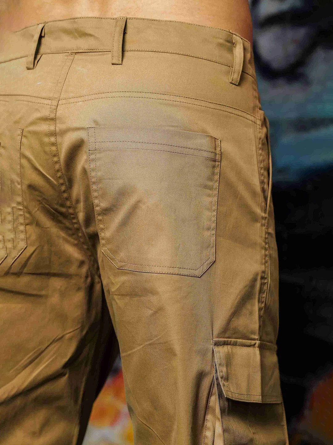 House Of Koala Baggy Fit Khaki 8-Pocket Cargo Trousers