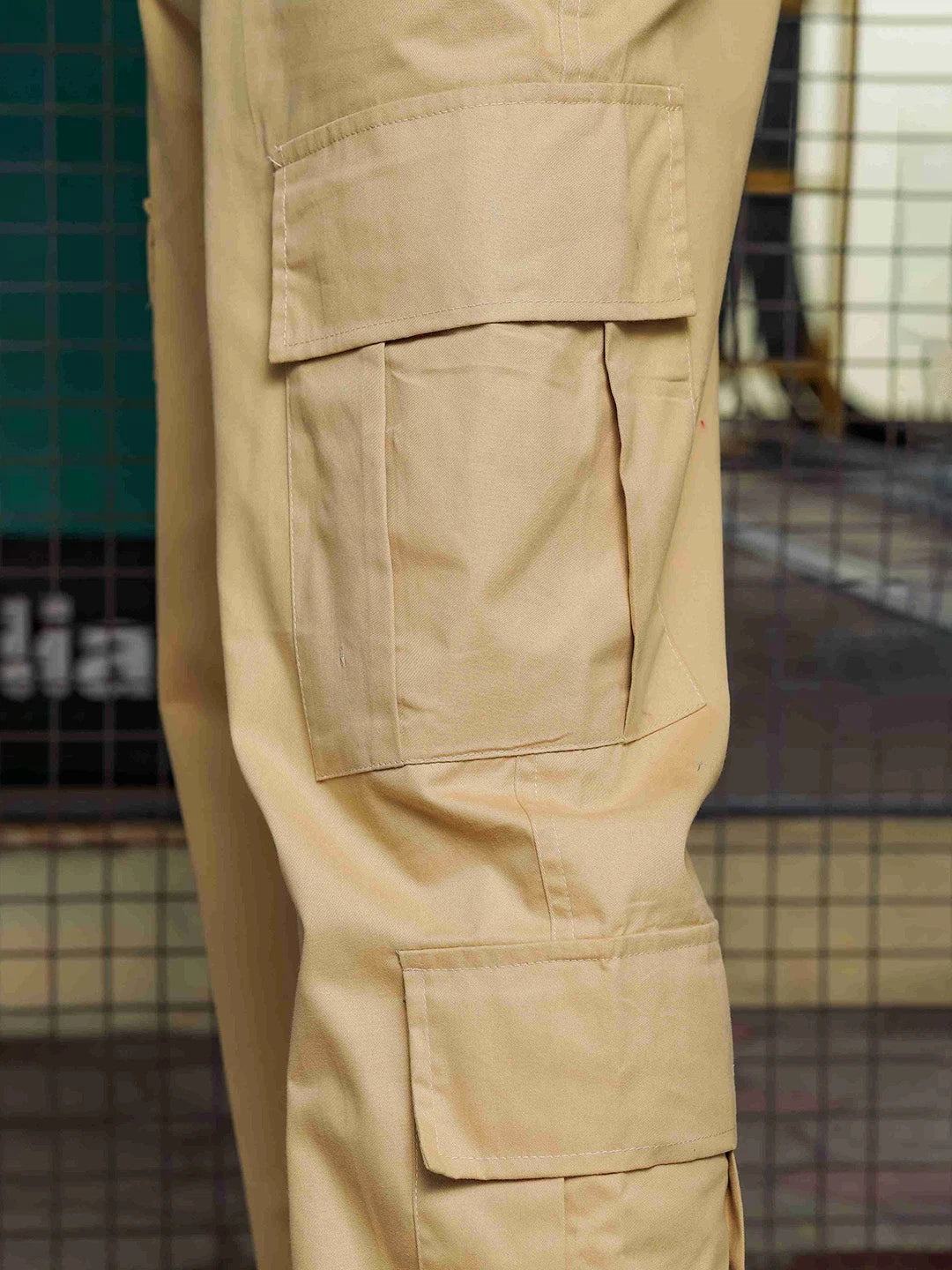 House Of Koala Baggy fit Pure Cotton Khaki 8-Pocket Cargo Trousers