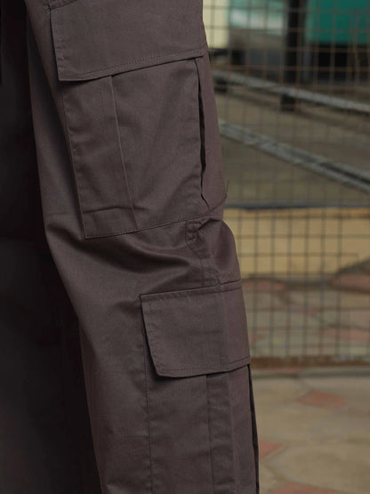 House Of Koala Baggy fit Grey 8-Pocket Pure Cotton Cargo Trousers