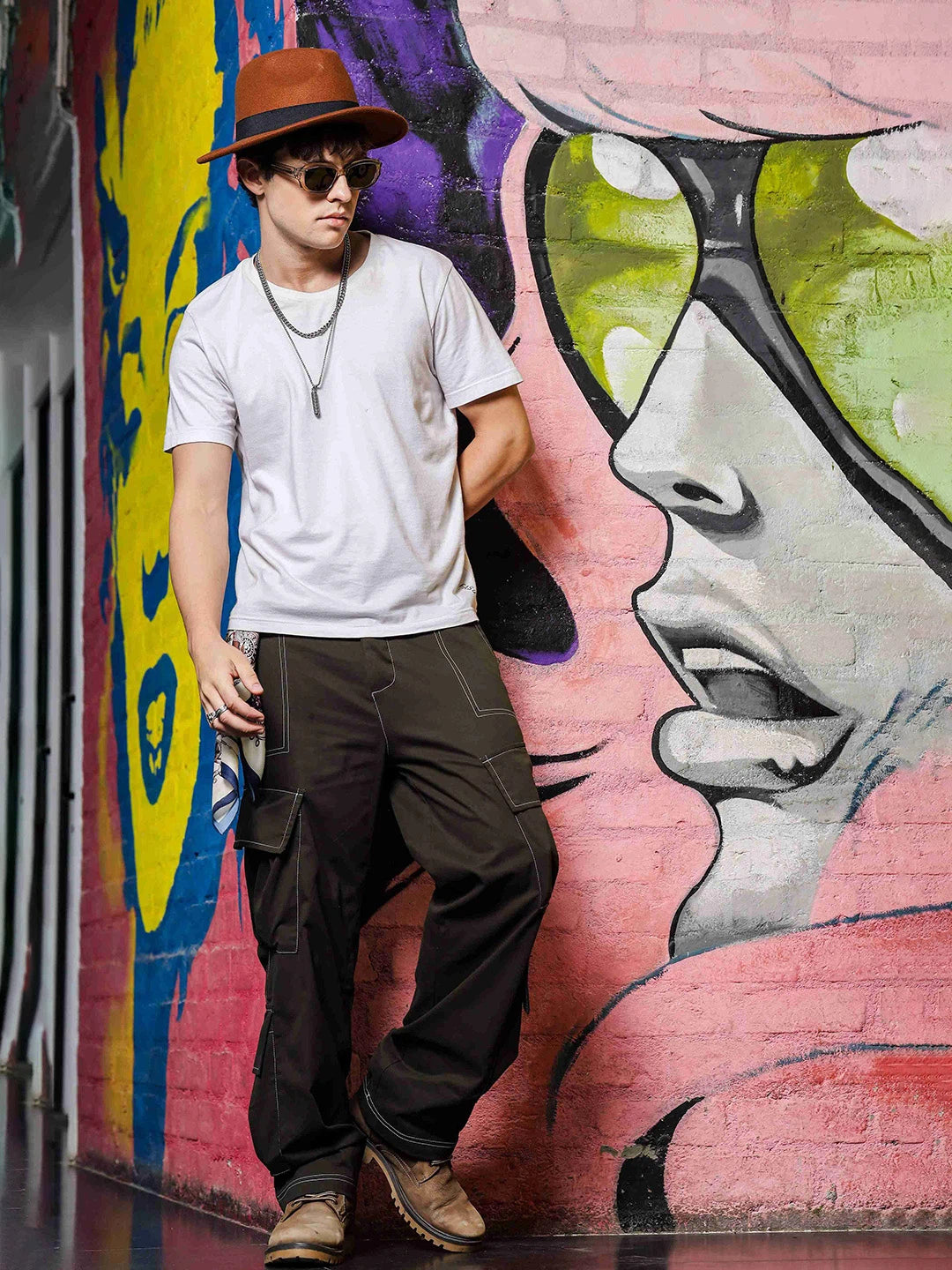 House Of Koala Relaxed fit Olive 8-Pocket Baggy Cargo Trousers