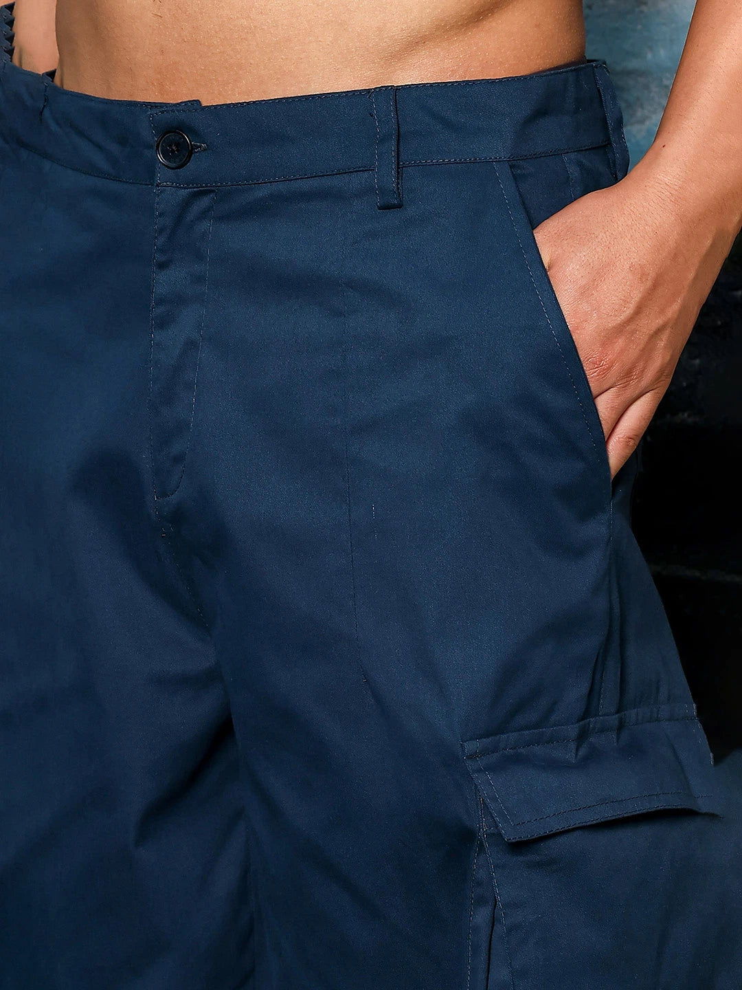House Of Koala Navy Pure Cotton Baggy fit 6 Pocket Cargo Trousers