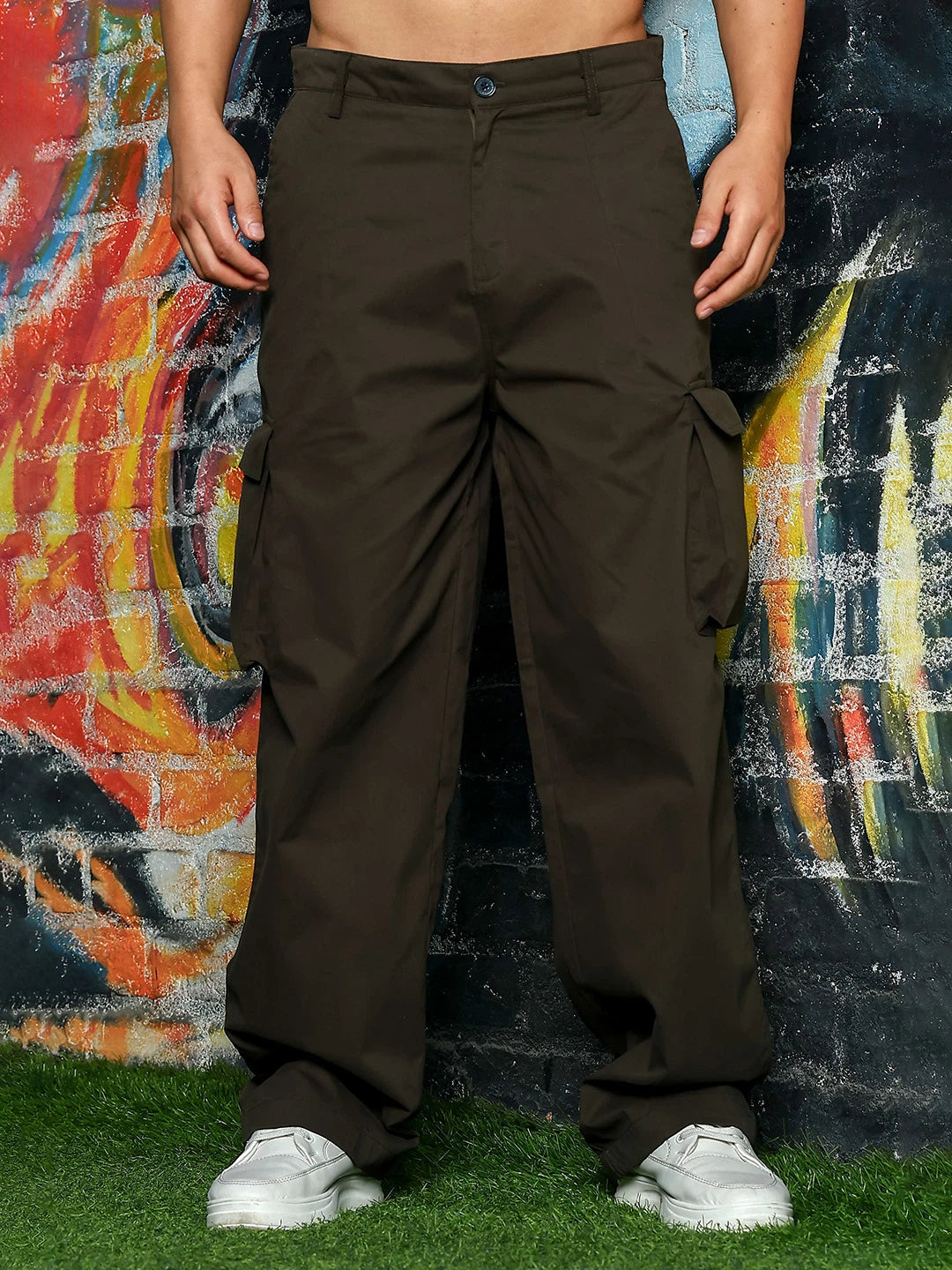 House Of Koala Baggy fit 6 Pocket Olive Cotton Cargo Trousers