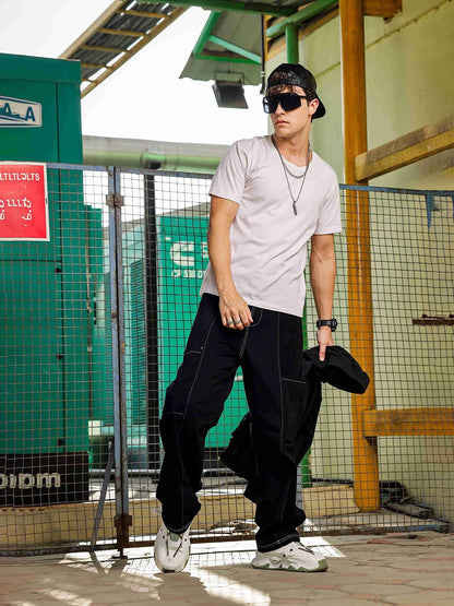 House Of Koala Baggy Fit Mid Rise Pure Cotton Cargos Trousers