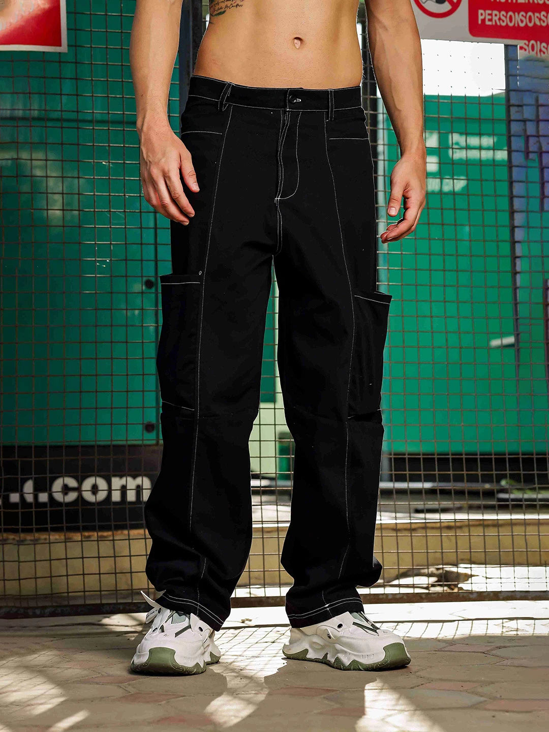 House Of Koala Baggy Fit Mid Rise Pure Cotton Cargos Trousers