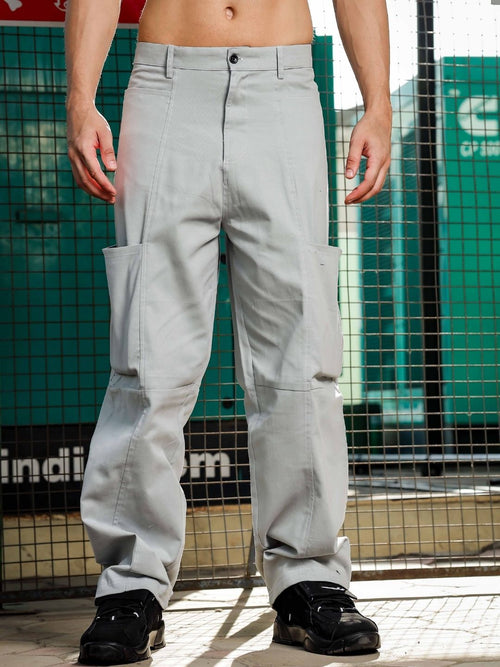 House Of Koala Oversized fit Grey Baggy Cargo Trousers
