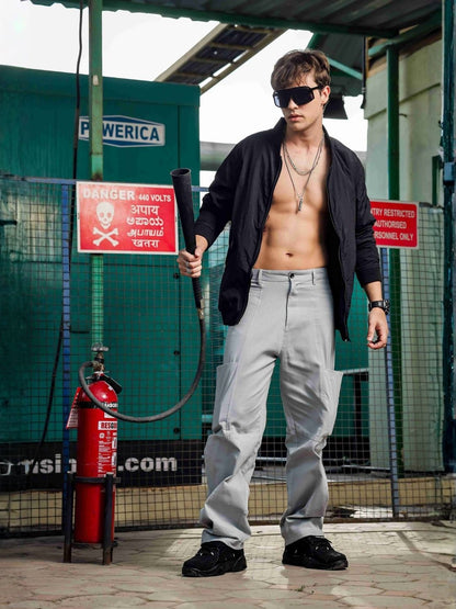 House Of Koala Oversized fit Grey Baggy Cargo Trousers