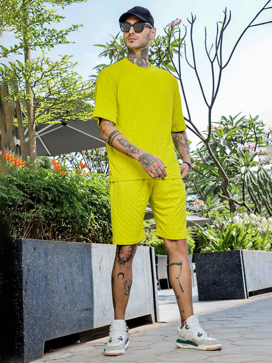 House Of Koala Lime Green Casual Wear Knitted All-Day Comfort Shorts