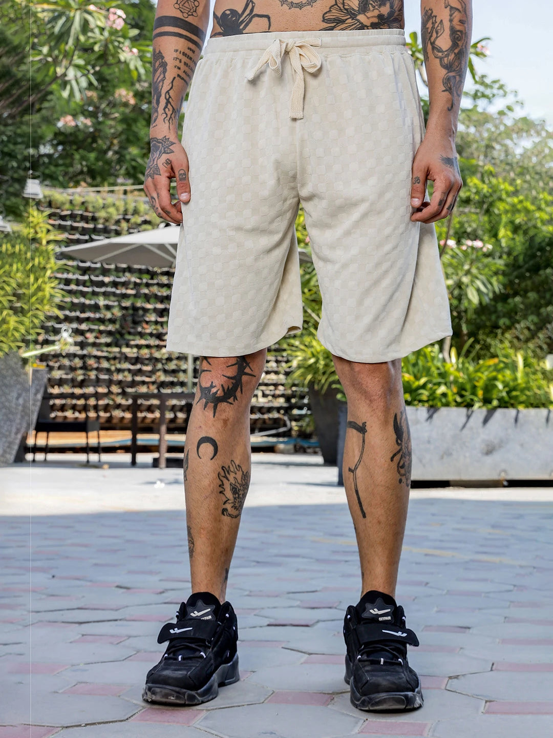 House Of Koala White Casual Wear Knitted All-Day Comfort Shorts