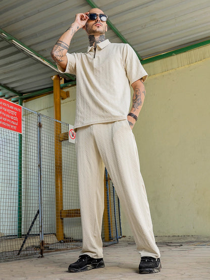 House Of Koala Off-White Super Soft Textured Extra Baggy Korean Pant