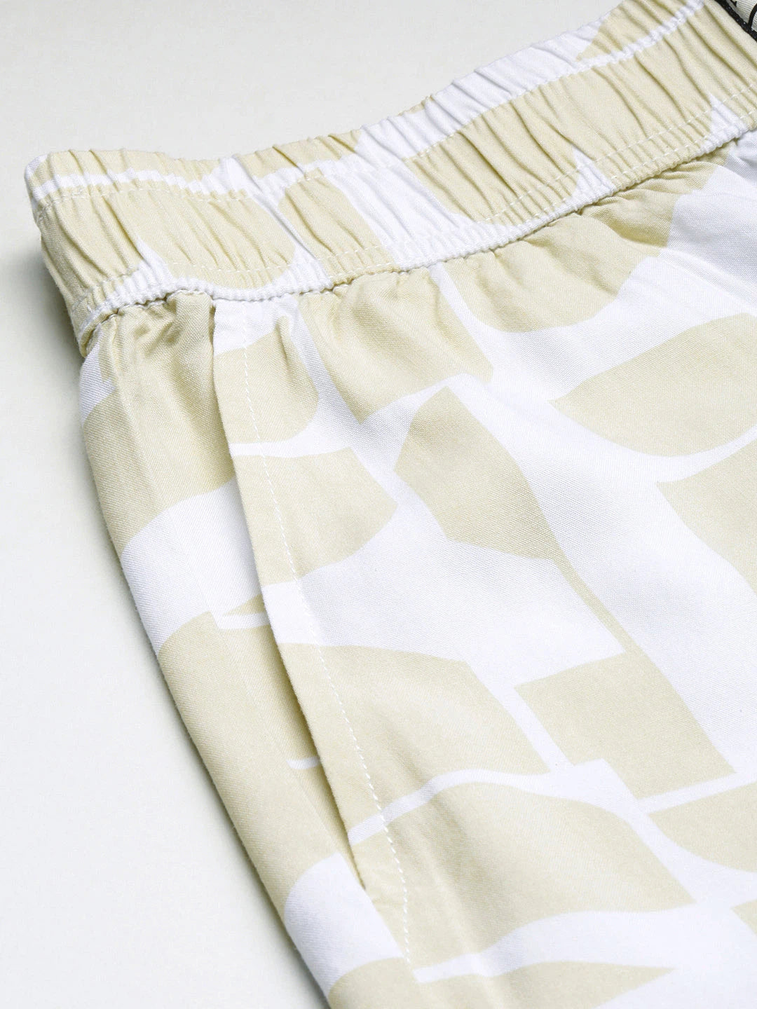 House Of Koala Relaxed Fit Beige Printed All Day Pants