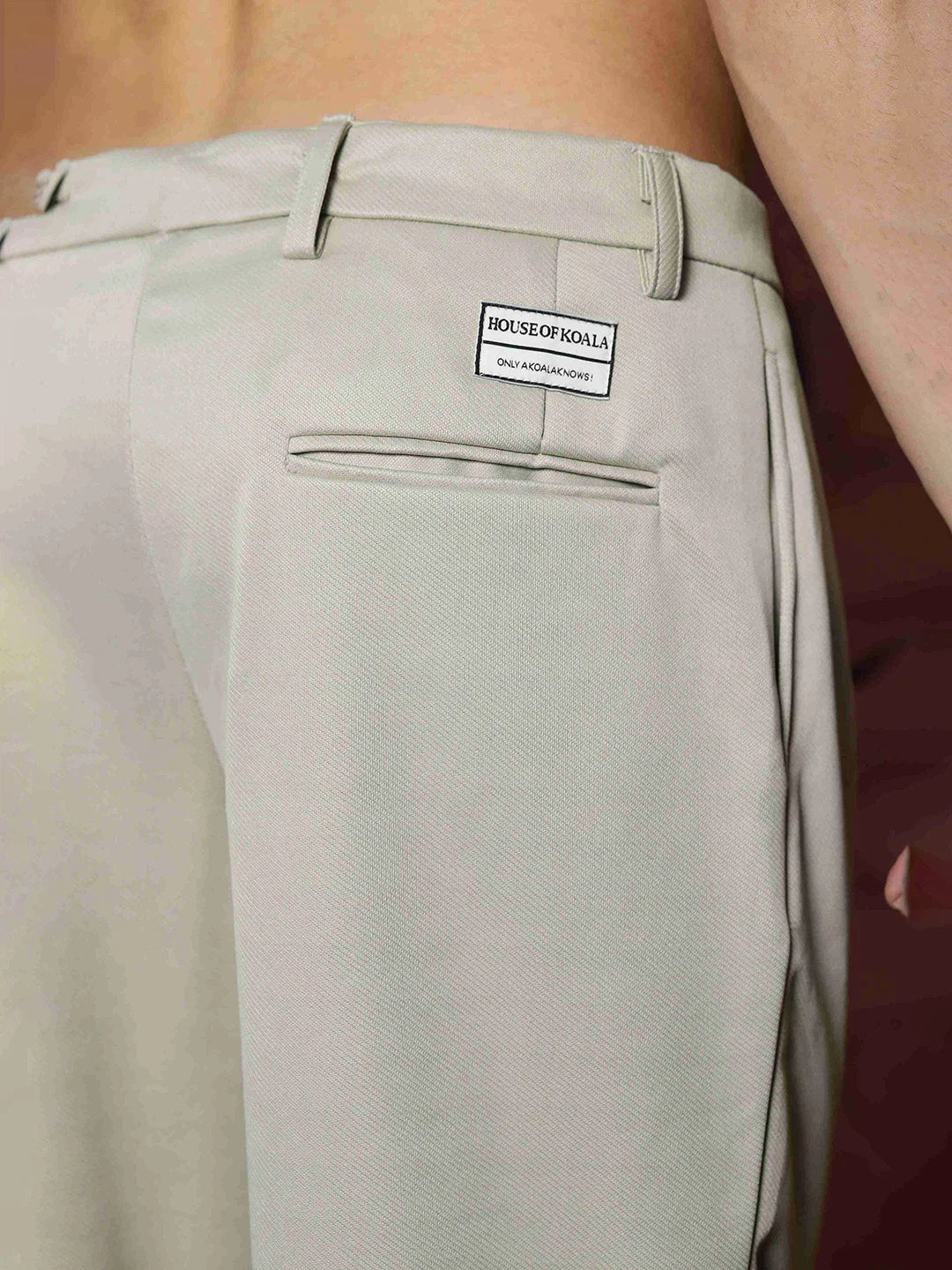 House Of Koala Beige Baggy fit Double Pleated Korean Trousers