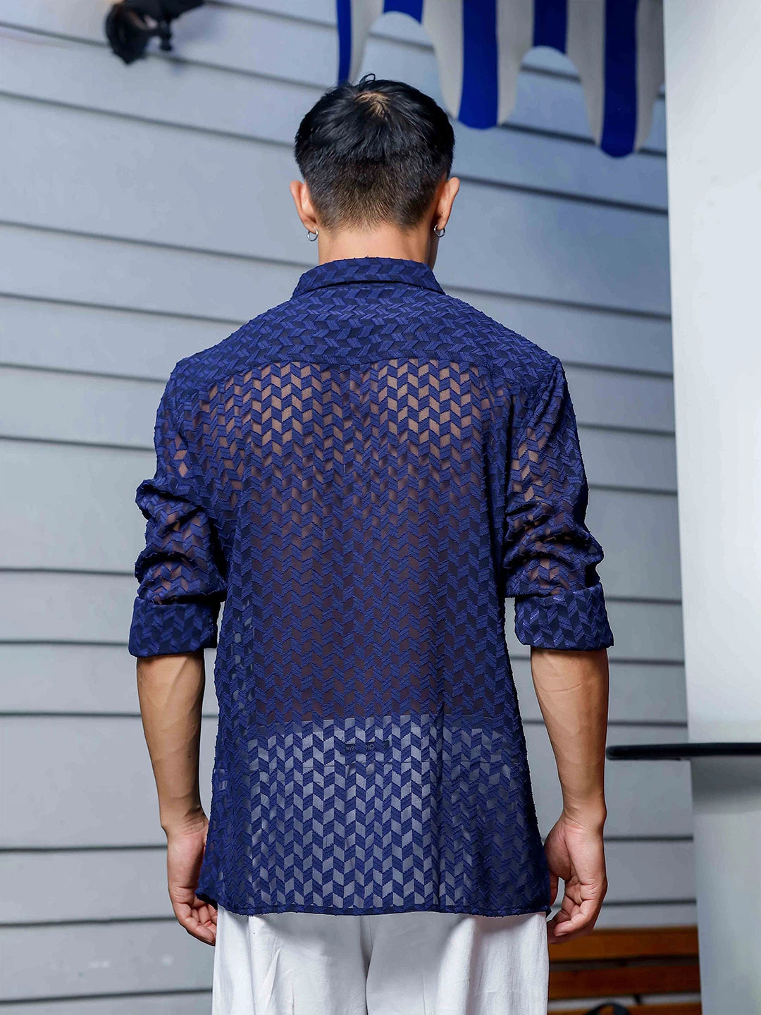 House Of Koala Blue Georgette Semi Sheer Full Sleeve Shirt