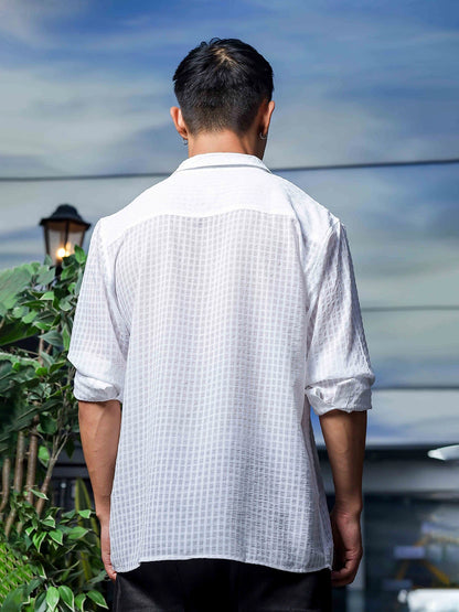 House Of Koala White Classic Semi Sheer Georgette Relaxed Fit Shirt