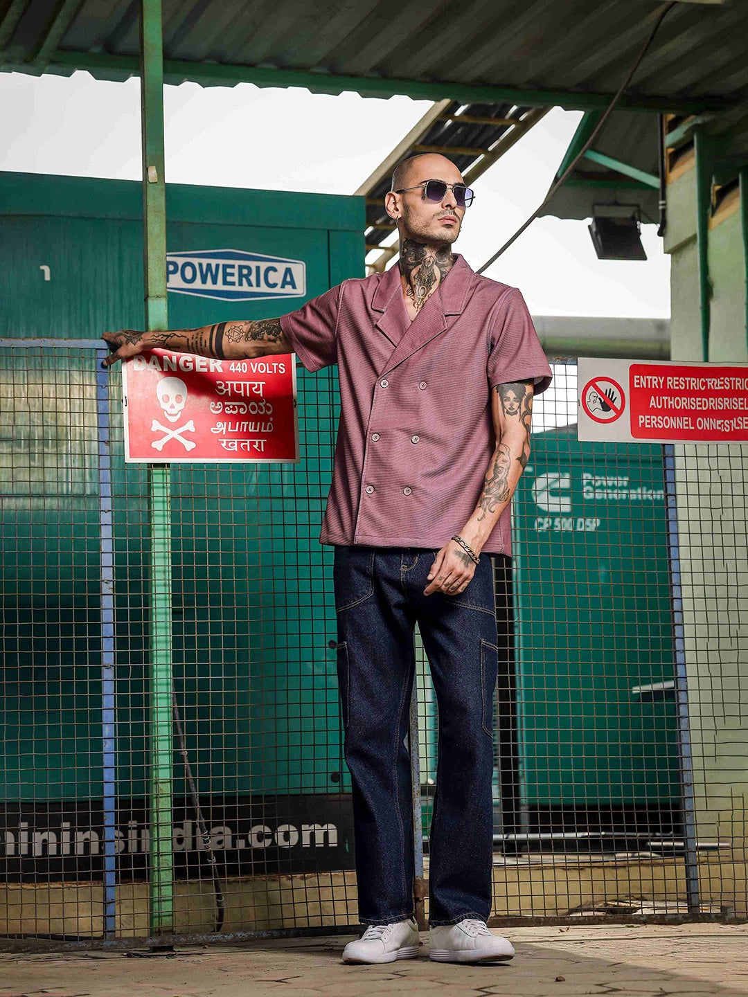 House Of Koala Lavender Korean Notched Lapel Collar Resort Shirt