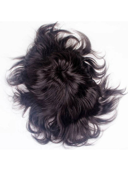 CRIBE Black 14 Inch Human Hair Patch Wig for Men