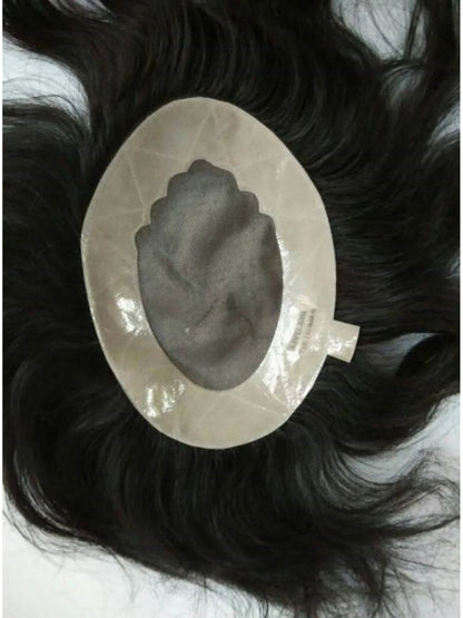 CRIBE Black 14 Inch Human Hair Patch Wig for Men