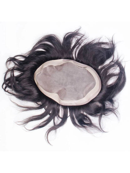 CRIBE Black 14 Inch Human Hair Patch Wig for Men