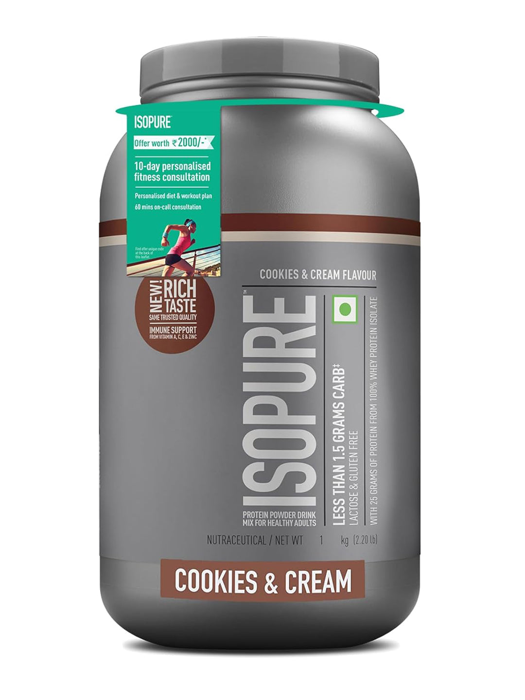 Isopure Low Carb Whey Protein Isolate Cookies & Cream Powder (1 kg)