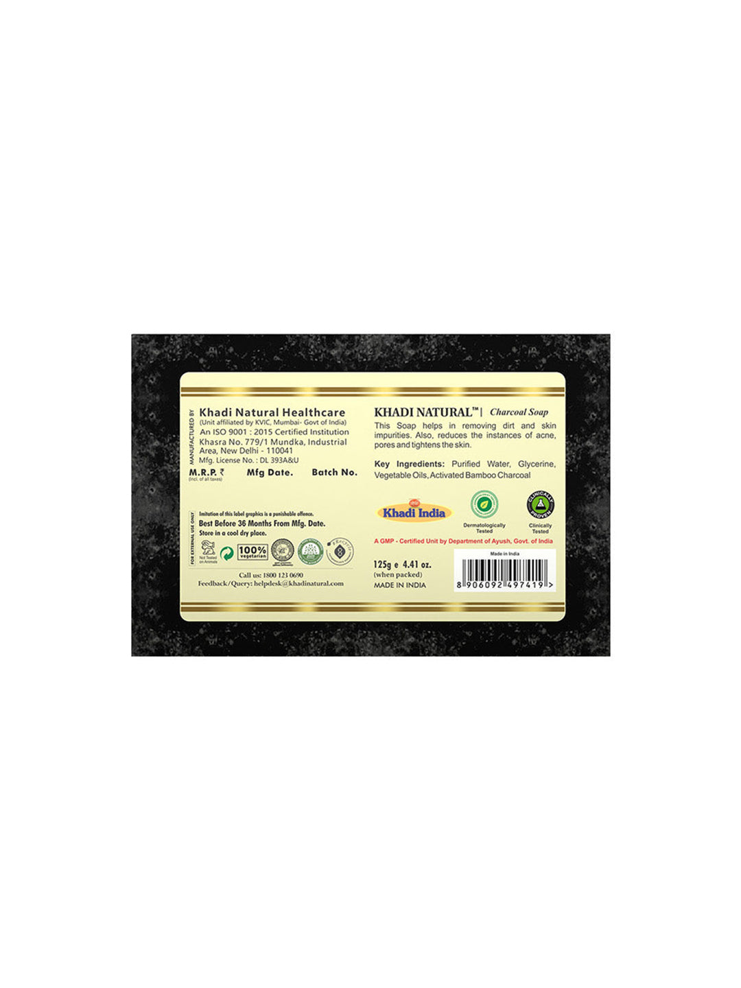 Khadi Natural Charcoal Soap