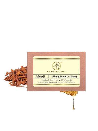 Khadi Natural Woody Sandal & Honey Soap (100g)