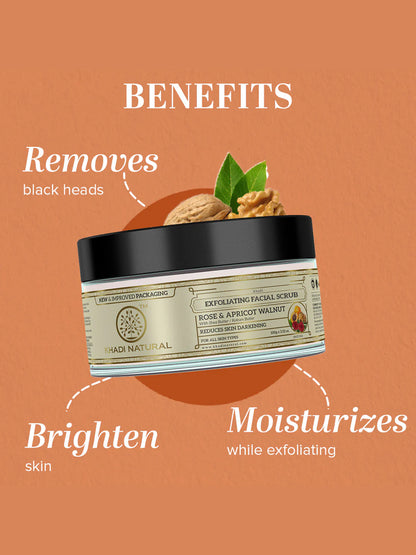 Khadi Natural Rose & Apricot Walnut Scrub