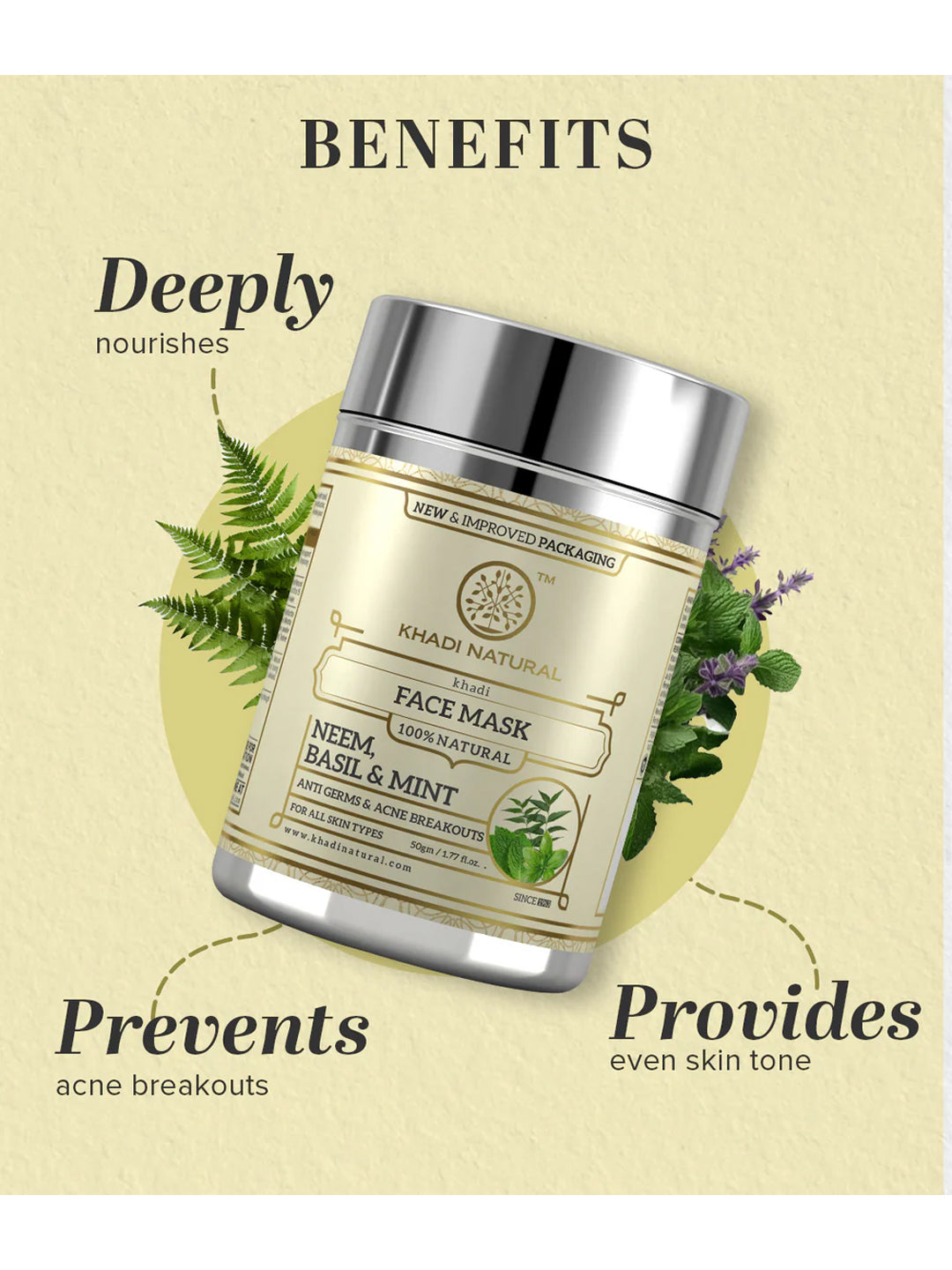 Khadi Natural Neem, Basil & Mint Face Mask