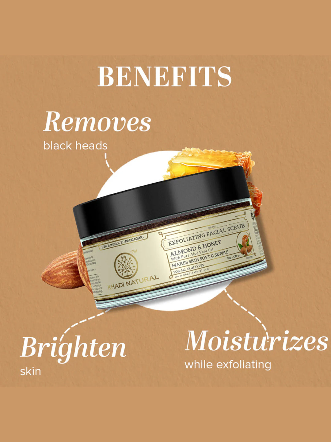 Khadi Natural Almond & Honey Herbal Exfoliating Facial Scrub