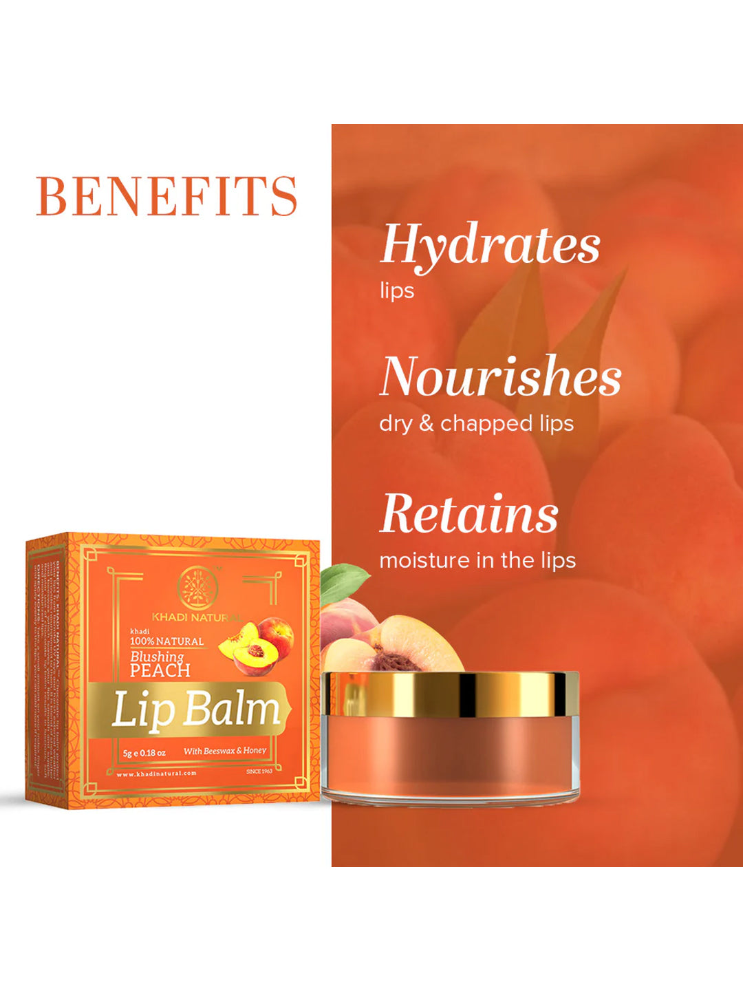 Khadi Natural Peach Lip Balm (5g)