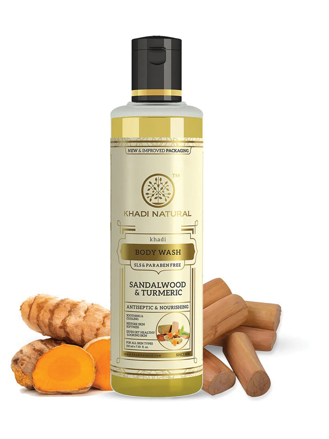 Khadi Natural Sandalwood & Turmeric Body Wash (210ml)