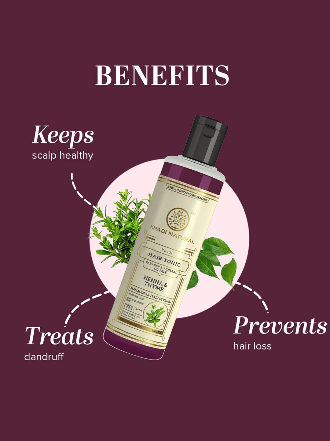 Khadi Natural Henna & Thyme Hair Tonic (210ml)