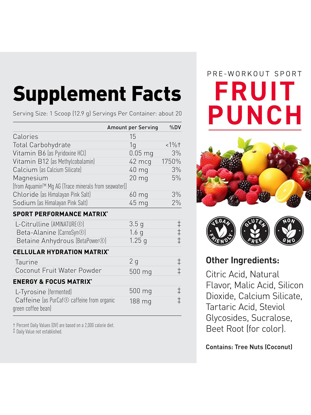 Kaged Pre-Workout Sport Fruit Punch Powder (258 g)