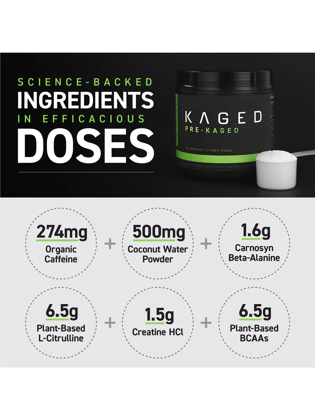 Kaged Pre-Workout Fruit Punch Powder (568 g)
