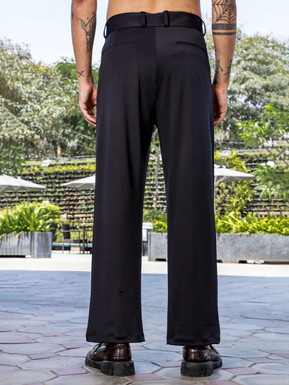 House Of Koala Black Baggy fit Street Savvy Double Pleated Korean Trousers