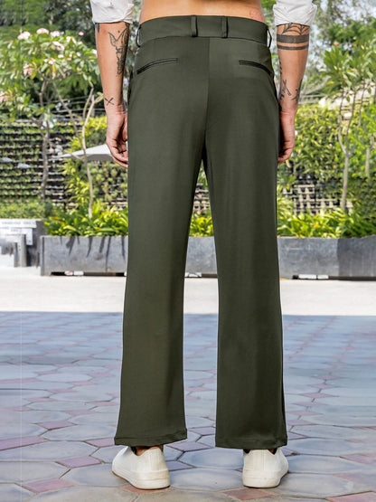 House Of Koala Olive Baggy fit Street Savvy Double Pleated Korean Trousers
