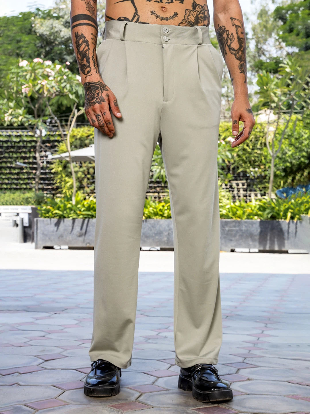 House Of Koala Grey Baggy fit Street Savvy Double Pleated Korean Trousers