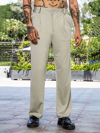 House Of Koala Grey Baggy fit Street Savvy Double Pleated Korean Trousers