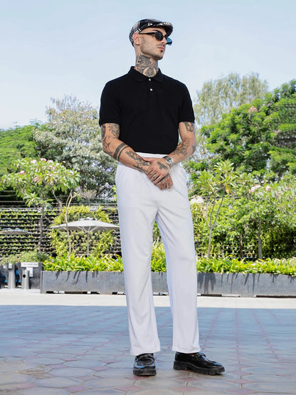 House Of Koala White Baggy fit Street Savvy Double Pleated Korean Trousers