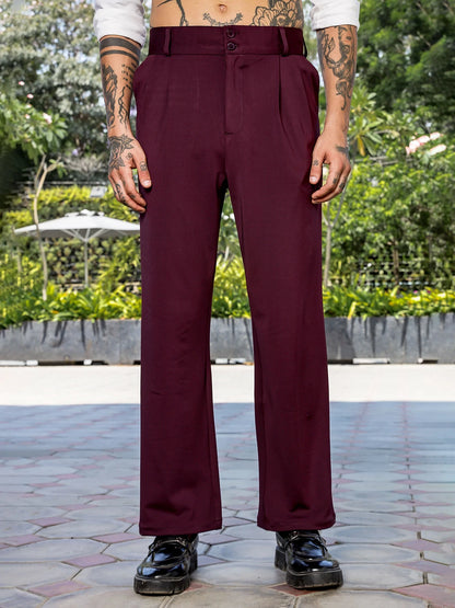 House Of Koala Wine Baggy fit Street Savvy Double Pleated Korean Trousers