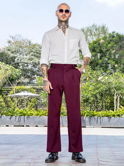 House Of Koala Wine Baggy fit Street Savvy Double Pleated Korean Trousers