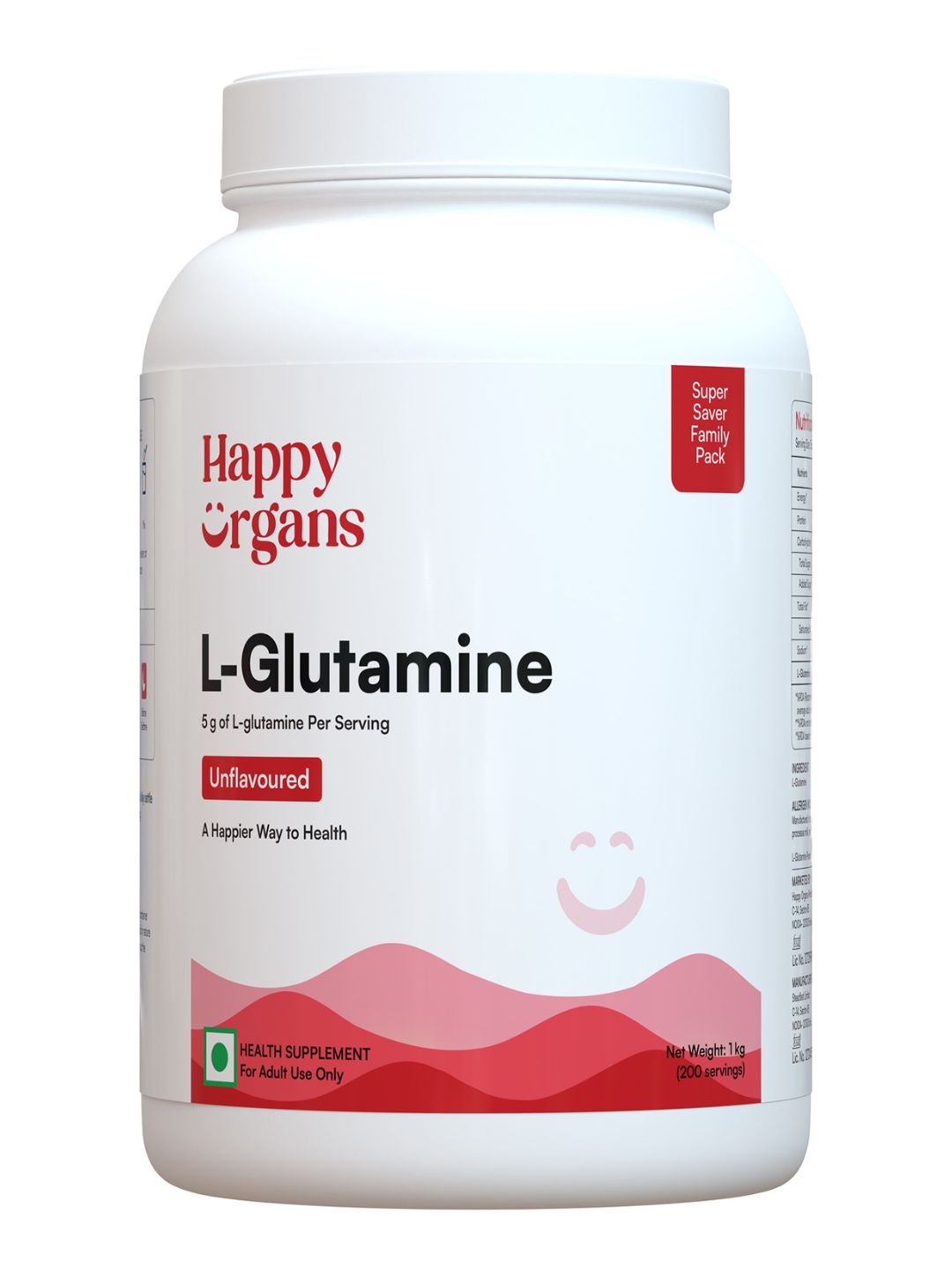 Happy Organs L-Glutamine Muscle Recovery & Gut Health Powder (1kg)